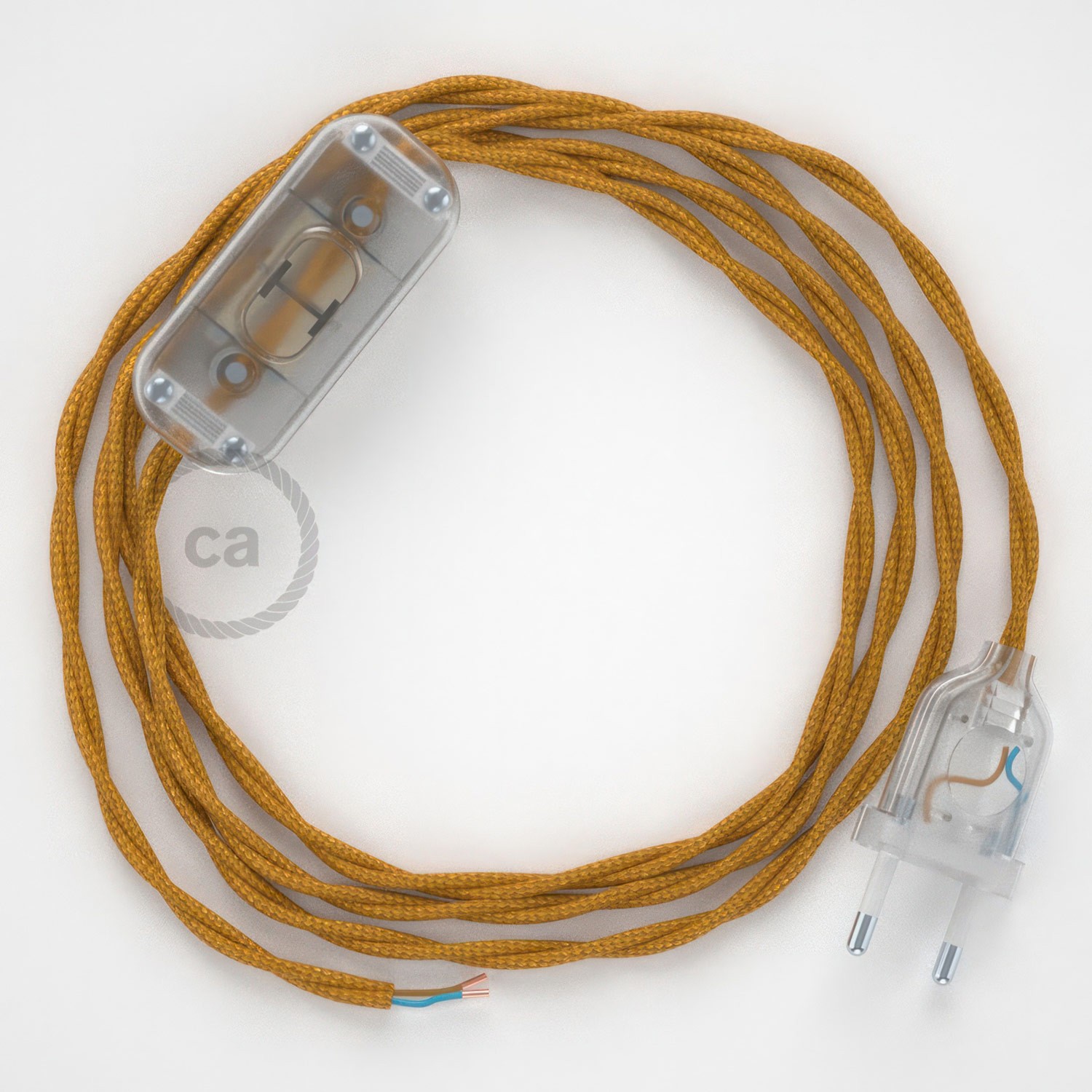 Cableado para lámpara, cable TM05 Efecto Seda Dorado 1,8m. Elige tu el color de la clavija y del interruptor!