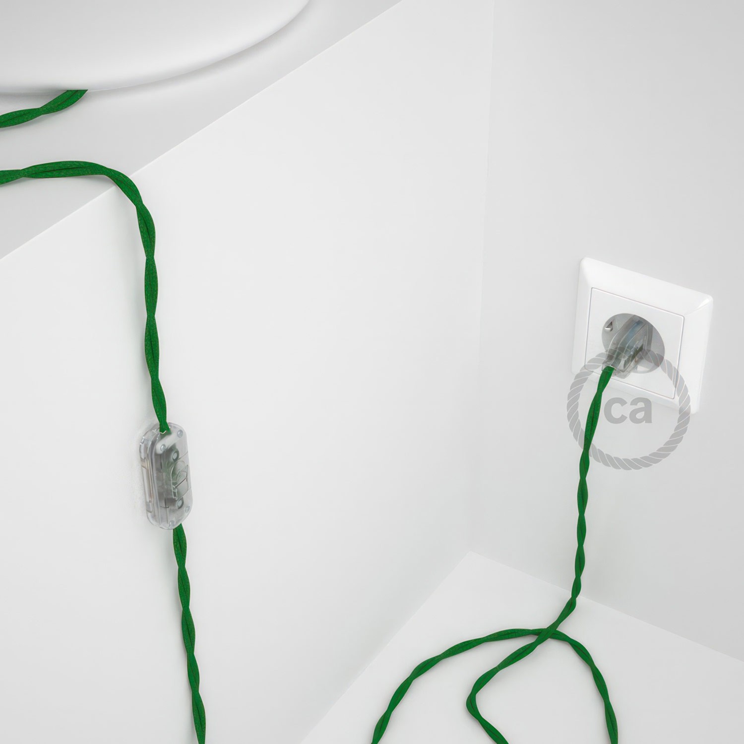 Cableado para lámpara, cable TM06 Efecto Seda Verde 1,8m. Elige tu el color de la clavija y del interruptor!