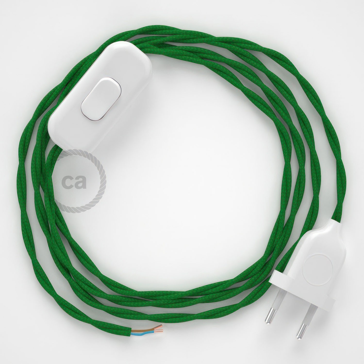 Cableado para lámpara, cable TM06 Efecto Seda Verde 1,8m. Elige tu el color de la clavija y del interruptor!