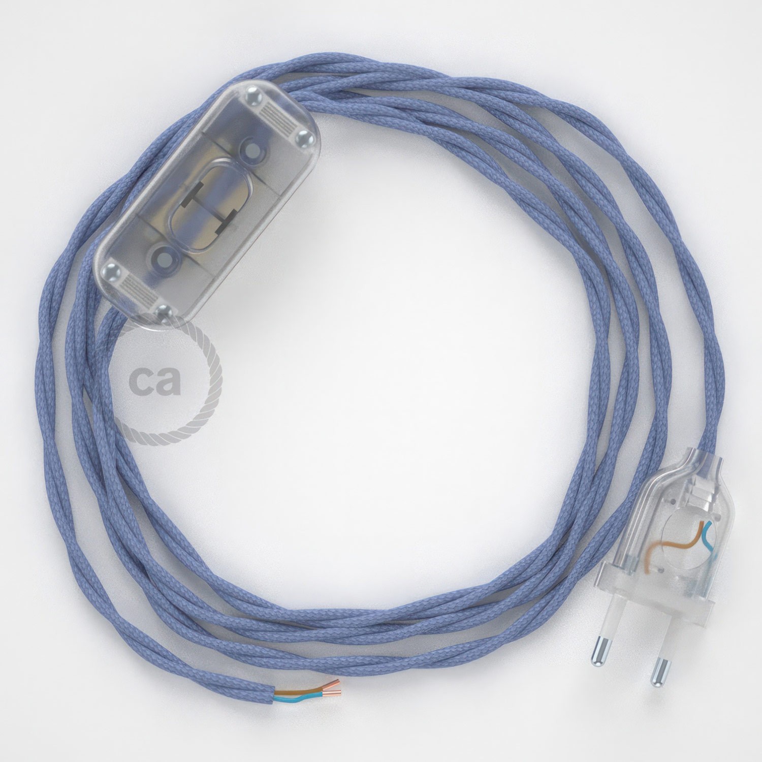 Cableado para lámpara, cable TM07 Efecto Seda Lila 1,8m. Elige tu el color de la clavija y del interruptor!