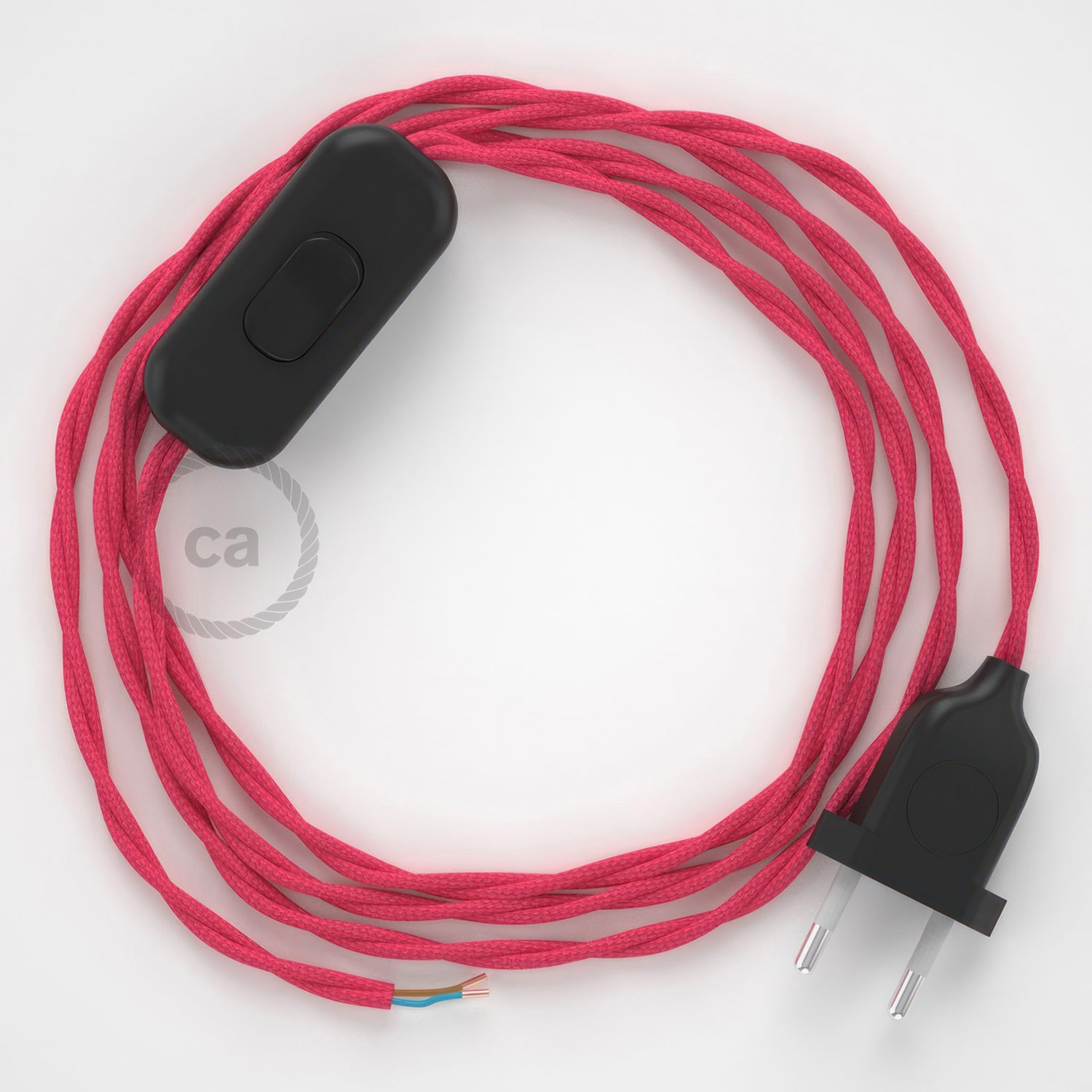 Cableado para lámpara, cable TM08 Efecto Seda Fuchsia 1,8m. Elige tu el color de la clavija y del interruptor!