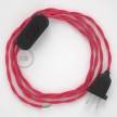 Cableado para lámpara, cable TM08 Efecto Seda Fuchsia 1,8m. Elige tu el color de la clavija y del interruptor!
