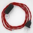 Cableado para lámpara, cable TM09 Efecto Seda Rojo 1,8m. Elige tu el color de la clavija y del interruptor!