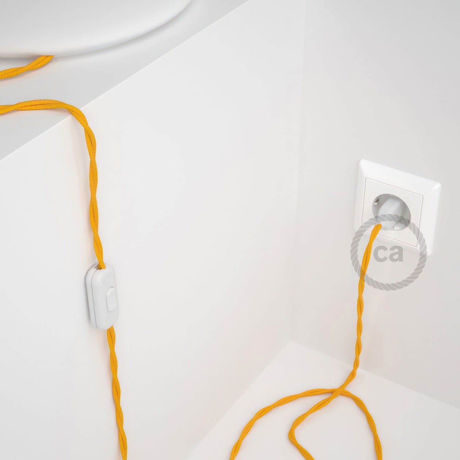 Cableado para lámpara, cable TM10 Efecto Seda Amarillo 1,8m. Elige tu el color de la clavija y del interruptor!