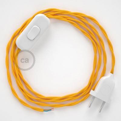 Cableado para lámpara, cable TM10 Efecto Seda Amarillo 1,8m. Elige tu el color de la clavija y del interruptor!