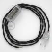 Cableado para lámpara, cable TM04 Efecto Seda Negro 1,8m. Elige tu el color de la clavija y del interruptor!