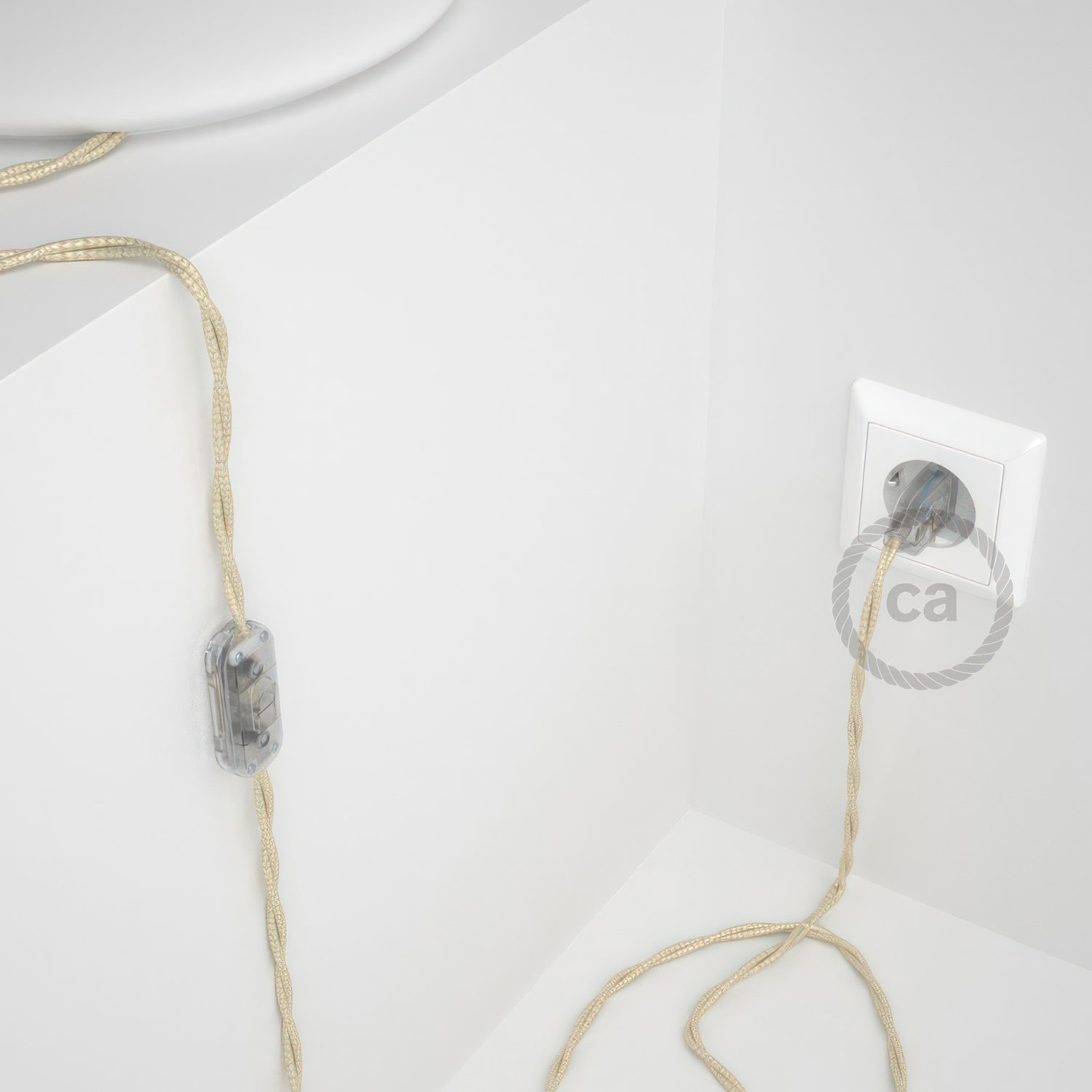 Cableado para lámpara, cable TM00 Efecto Seda Marfil 1,8m. Elige tu el color de la clavija y del interruptor!