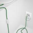 Cableado para lámpara, cable RM06 Efecto Seda Verde 1,8m. Elige tu el color de la clavija y del interruptor!