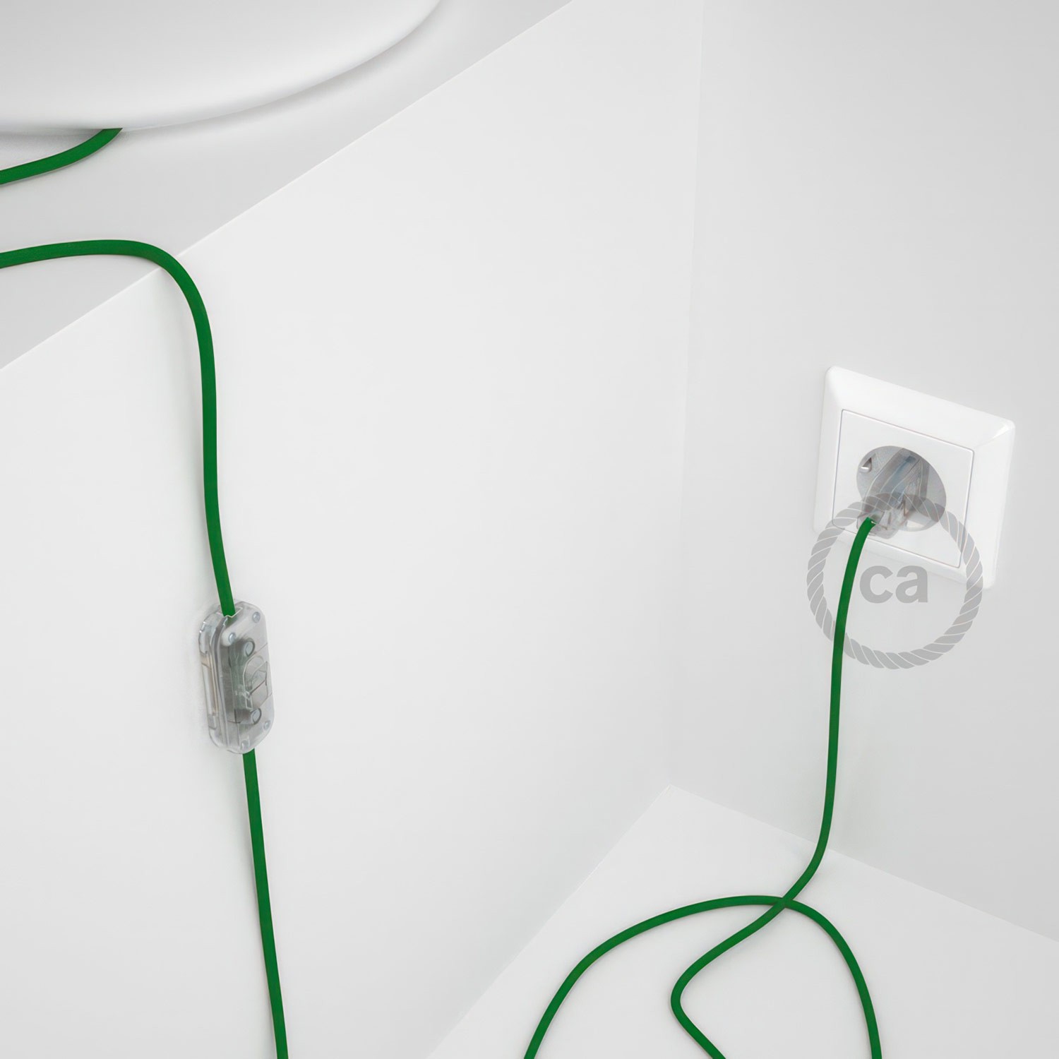 Lamp wiring, RM06 Green Rayon 1,80 m. Choose the colour of the switch and plug.