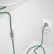 Cableado para lámpara, cable RM06 Efecto Seda Verde 1,8m. Elige tu el color de la clavija y del interruptor!
