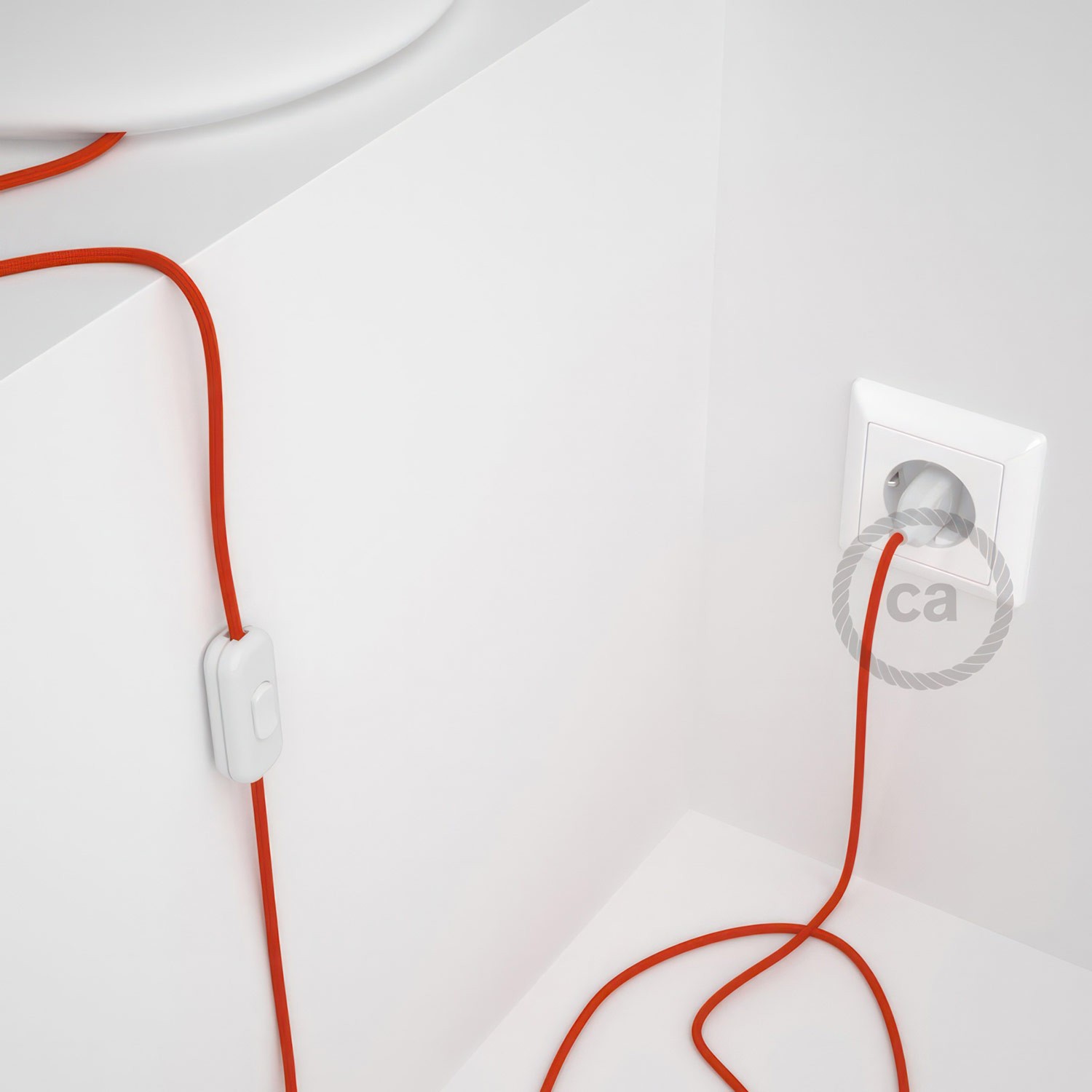 Cableado para lámpara, cable RM15 Efecto Seda Naranja 1,8m. Elige tu el color de la clavija y del interruptor!