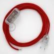 Cableado para lámpara, cable RM09 Efecto Seda Rojo 1,8m. Elige tu el color de la clavija y del interruptor!