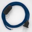 Cableado para lámpara, cable RM12 Efecto Seda Azul 1,8m. Elige tu el color de la clavija y del interruptor!