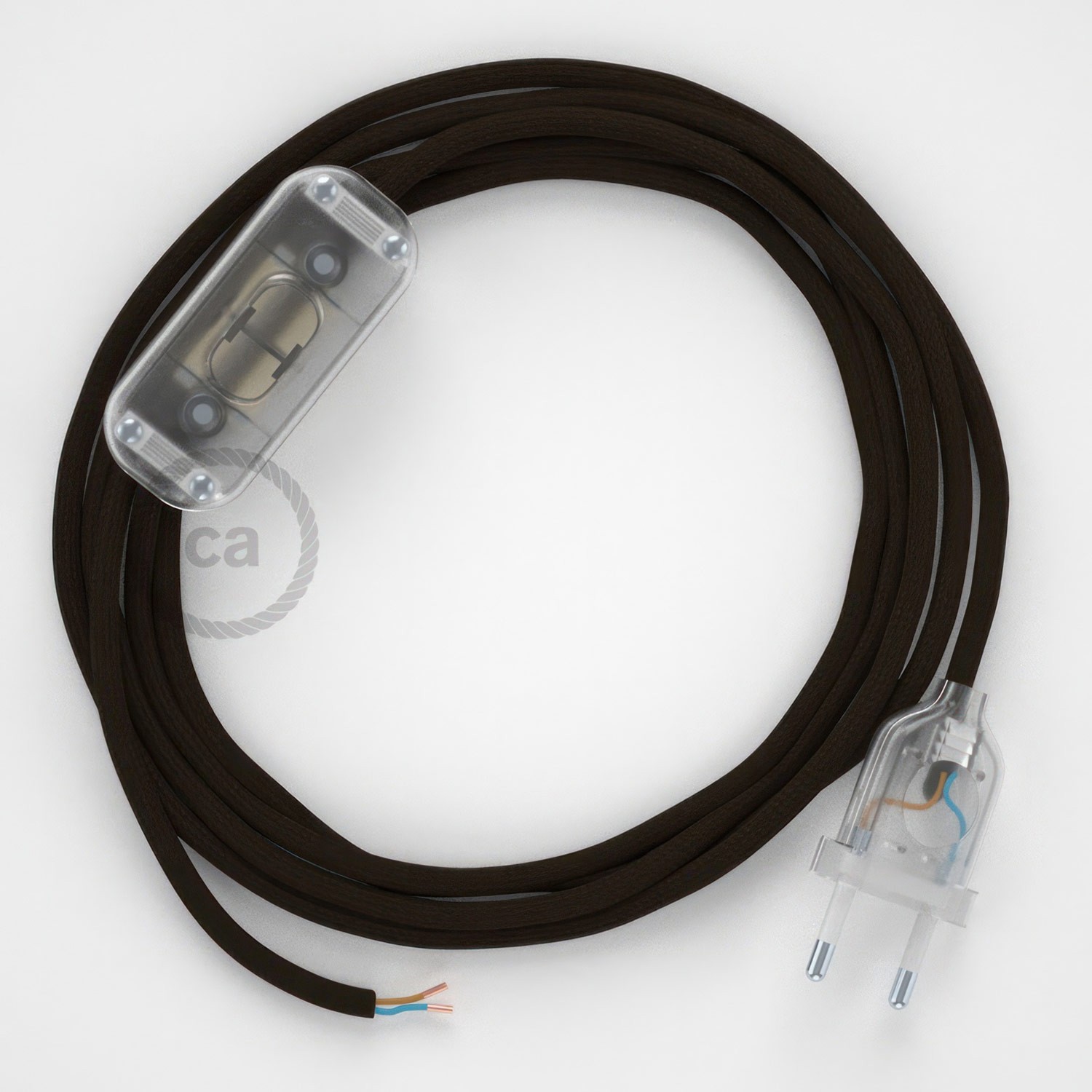 Cableado para lámpara, cable RM13 Efecto Seda Marrón 1,8m. Elige tu el color de la clavija y del interruptor!