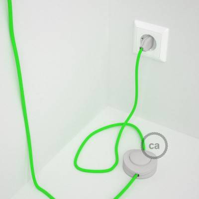 Cableado para lámpara de pie, cable RF06 Efecto Seda Verde Flùo 3 m. Elige tu el color de la clavija y del interruptor!