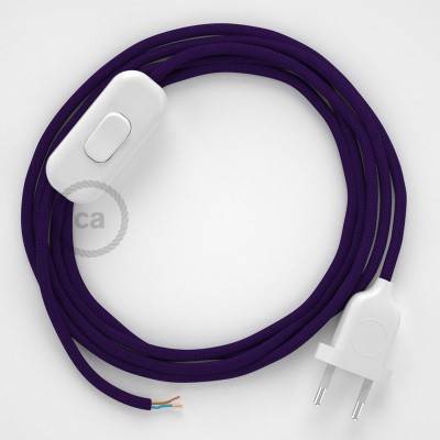 Cableado para lámpara, cable RM14 Efecto Seda Púrpura 1,8m. Elige tu el color de la clavija y del interruptor!