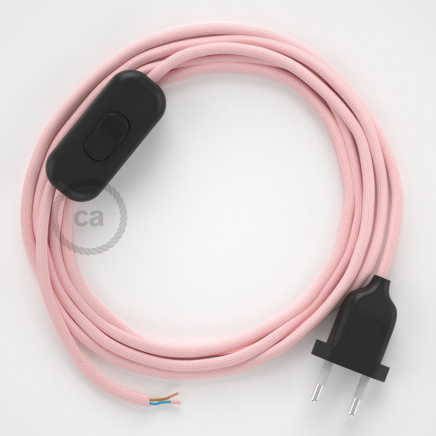 Cableado para lámpara, cable RM16 Efecto Seda Rosa Bebé 1,8m. Elige tu el color de la clavija y del interruptor!