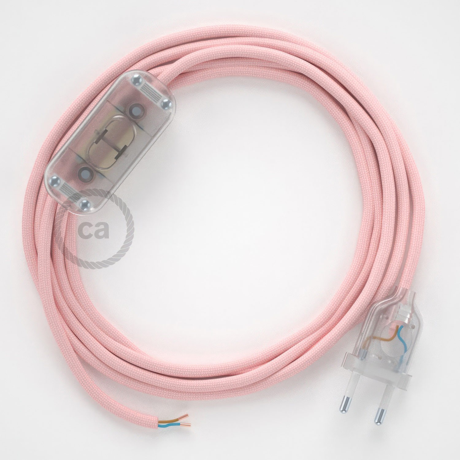 Cableado para lámpara, cable RM16 Efecto Seda Rosa Bebé 1,8m. Elige tu el color de la clavija y del interruptor!