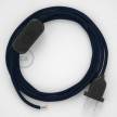 Cableado para lámpara, cable RM20 Efecto Seda Azul Marino 1,8m. Elige tu el color de la clavija y del interruptor!