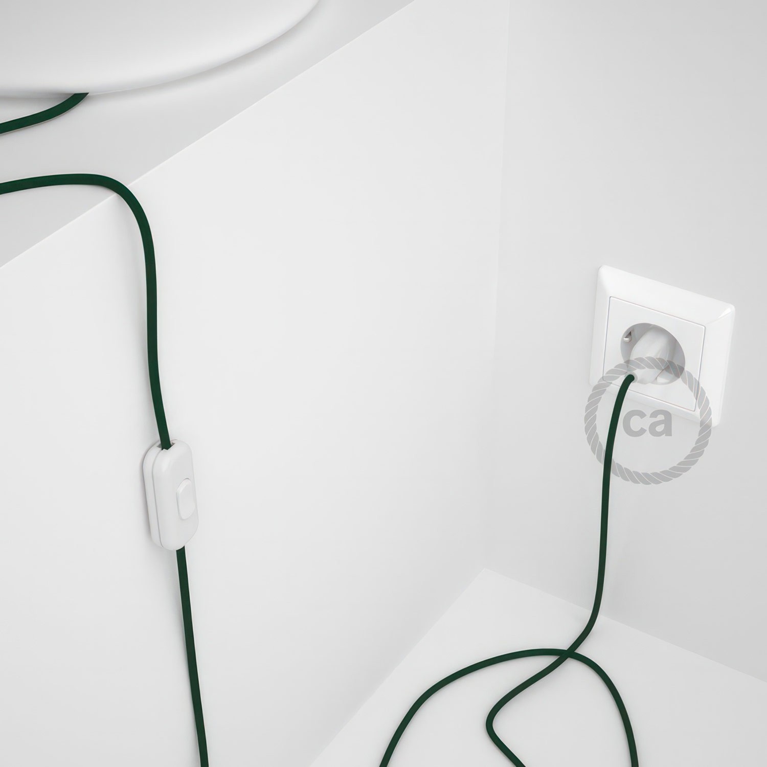 Cableado para lámpara, cable RM21 Efecto Seda Verde Oscuro 1,8m. Elige tu el color de la clavija y del interruptor!