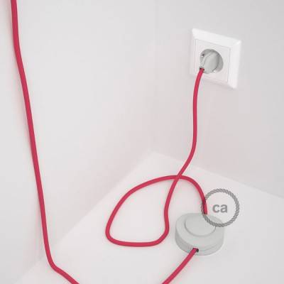 Cableado para lámpara de pie, cable RM08 Efecto Seda Fuchsia 3 m. Elige tu el color de la clavija y del interruptor!