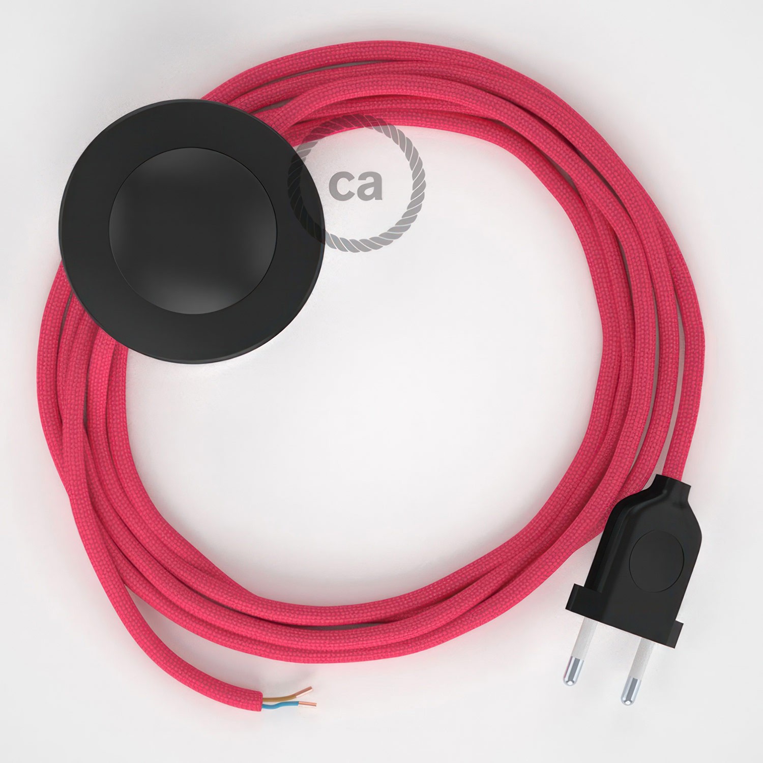 Cableado para lámpara de pie, cable RM08 Efecto Seda Fuchsia 3 m. Elige tu el color de la clavija y del interruptor!