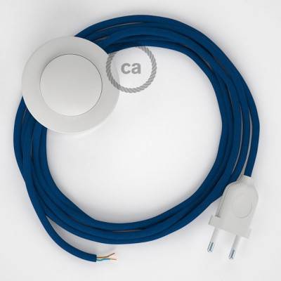 Cableado para lámpara de pie, cable RM12 Efecto Seda Azul 3 m. Elige tu el color de la clavija y del interruptor!
