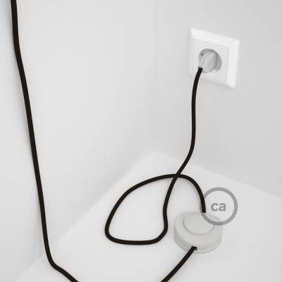 Cableado para lámpara de pie, cable RM13 Efecto Seda Marrón 3 m. Elige tu el color de la clavija y del interruptor!