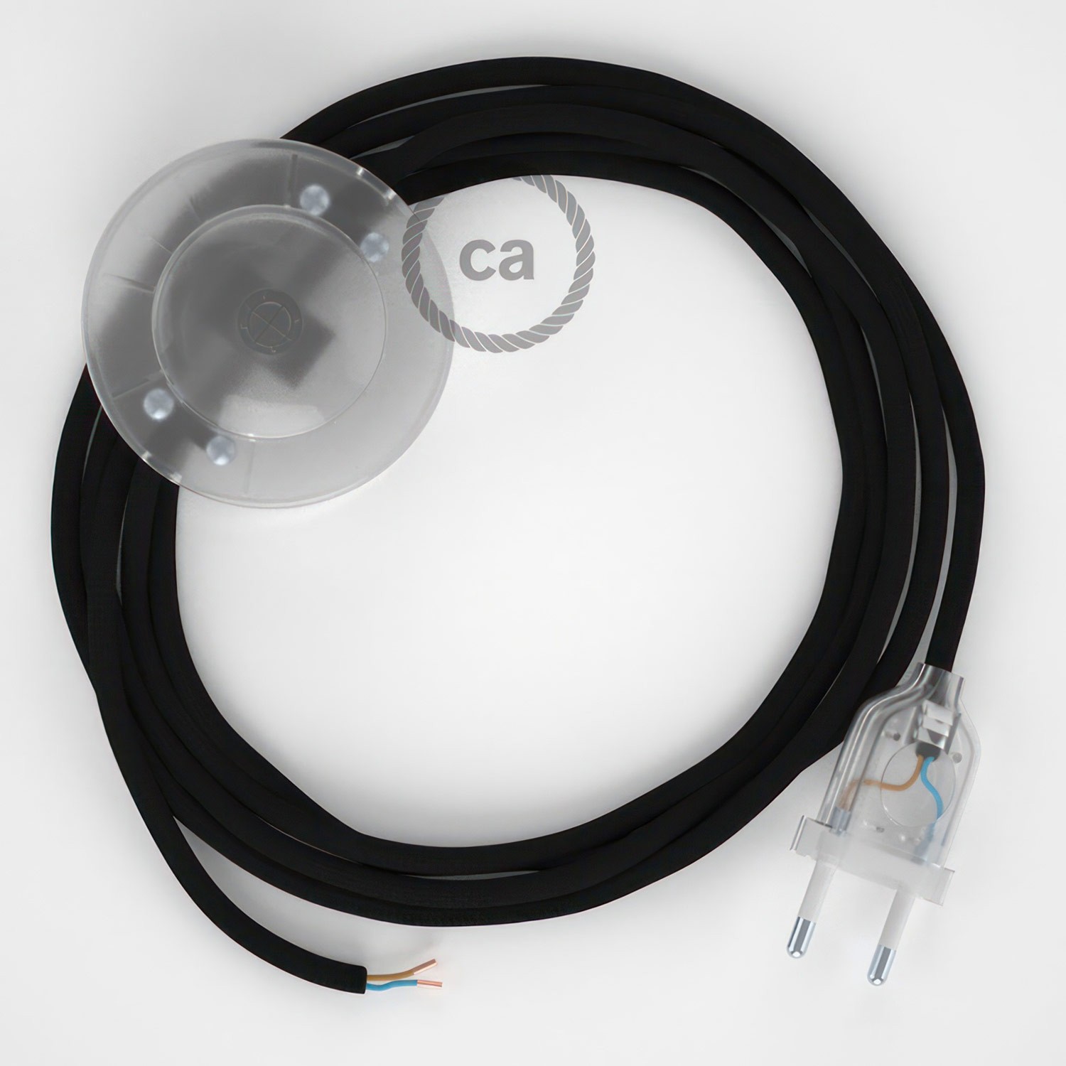 Cableado para lámpara de pie, cable RM04 Efecto Seda Negro 3 m. Elige tu el color de la clavija y del interruptor!