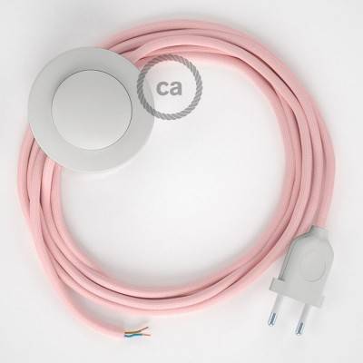 Cableado para lámpara de pie, cable RM16 Efecto Seda Rosa Bebé 3 m. Elige tu el color de la clavija y del interruptor!