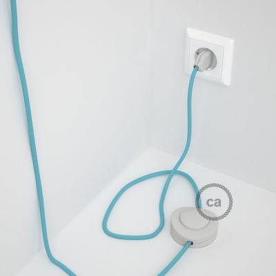 Cableado para lámpara de pie, cable RM17 Efecto Seda Celeste Bebé 3 m. Elige tu el color de la clavija y del interruptor!