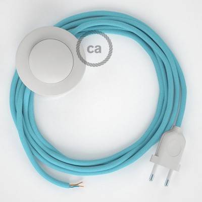 Cableado para lámpara de pie, cable RM17 Efecto Seda Celeste Bebé 3 m. Elige tu el color de la clavija y del interruptor!