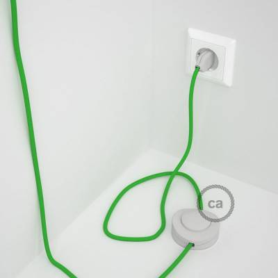 Cableado para lámpara de pie, cable RM18 Efecto Seda Verde Lima 3 m. Elige tu el color de la clavija y del interruptor!