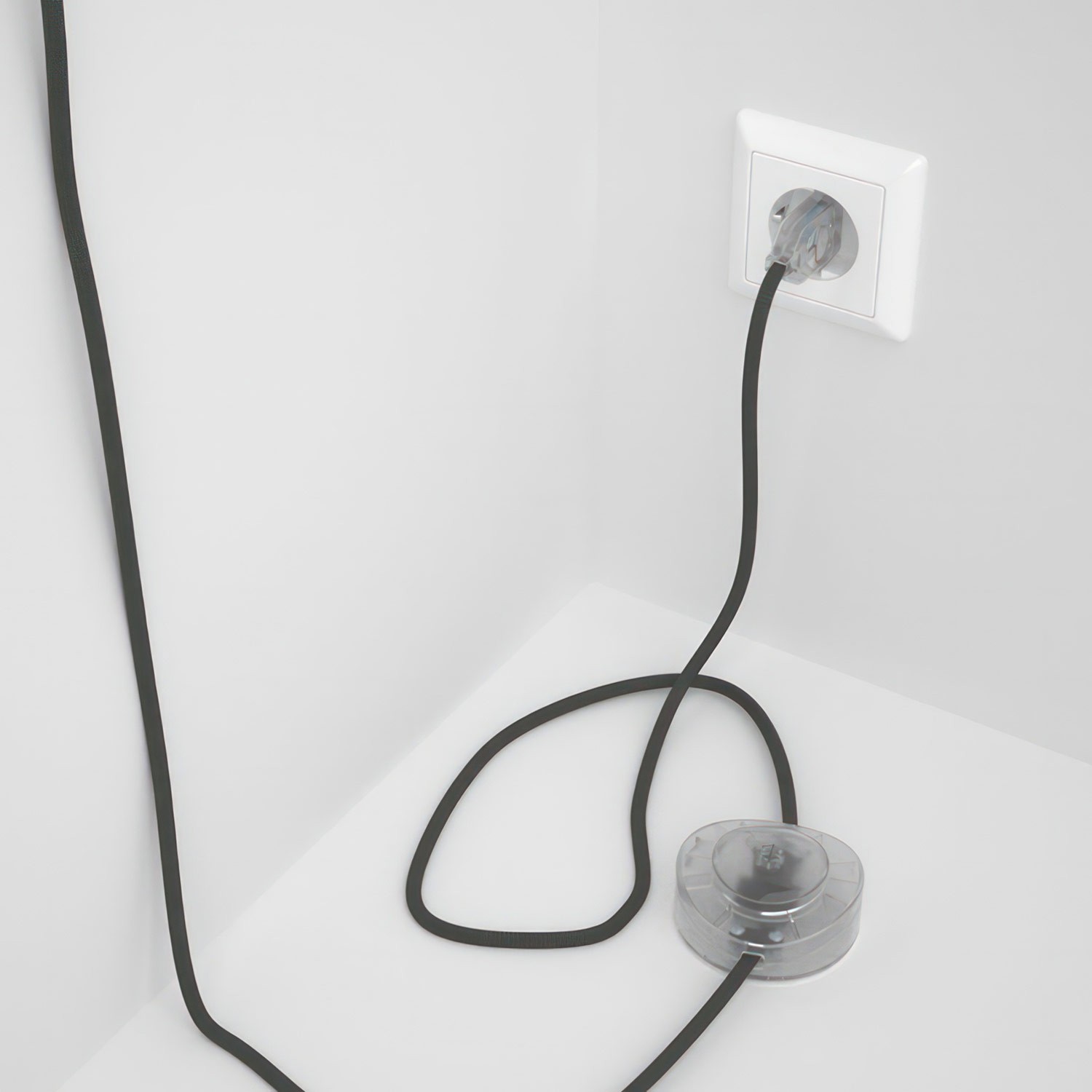Cableado para lámpara de pie, cable RM03 Efecto Seda Gris 3 m. Elige tu el color de la clavija y del interruptor!