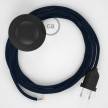 Cableado para lámpara de pie, cable RM20 Efecto Seda Azul Marino 3 m. Elige tu el color de la clavija y del interruptor!
