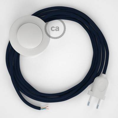 Cableado para lámpara de pie, cable RM20 Efecto Seda Azul Marino 3 m. Elige tu el color de la clavija y del interruptor!