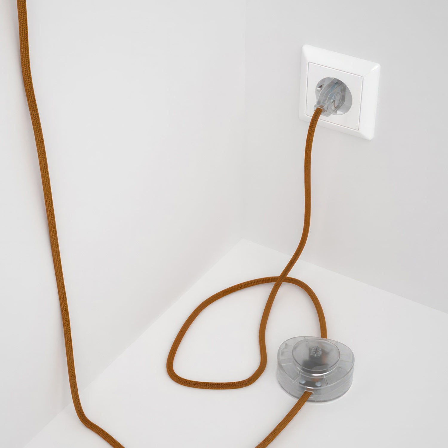 Cableado para lámpara de pie, cable RM22 Efecto Seda Whiskey 3 m. Elige tu el color de la clavija y del interruptor!