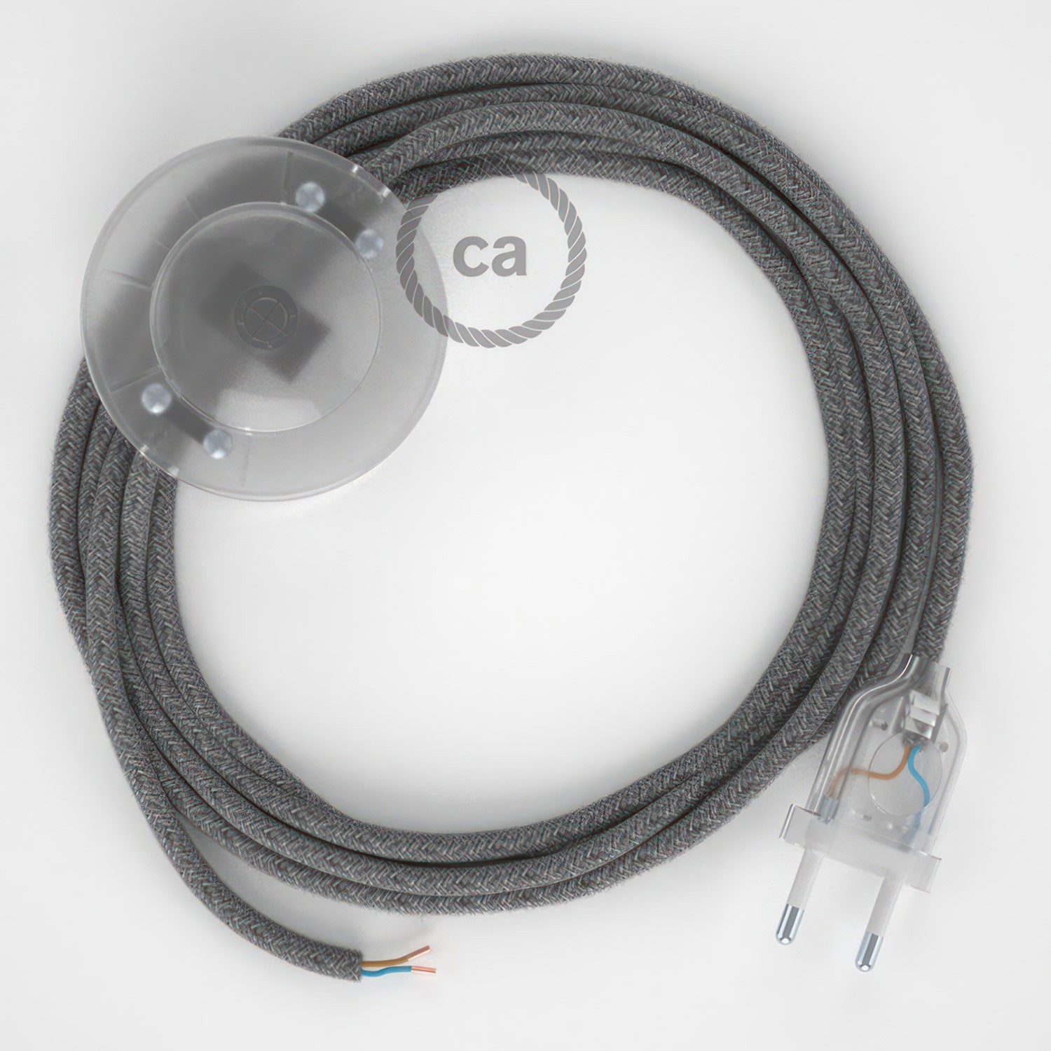 Cableado para lámpara de pie, cable RN02 Lino Natural Gris 3 m. Elige tu el color de la clavija y del interruptor!