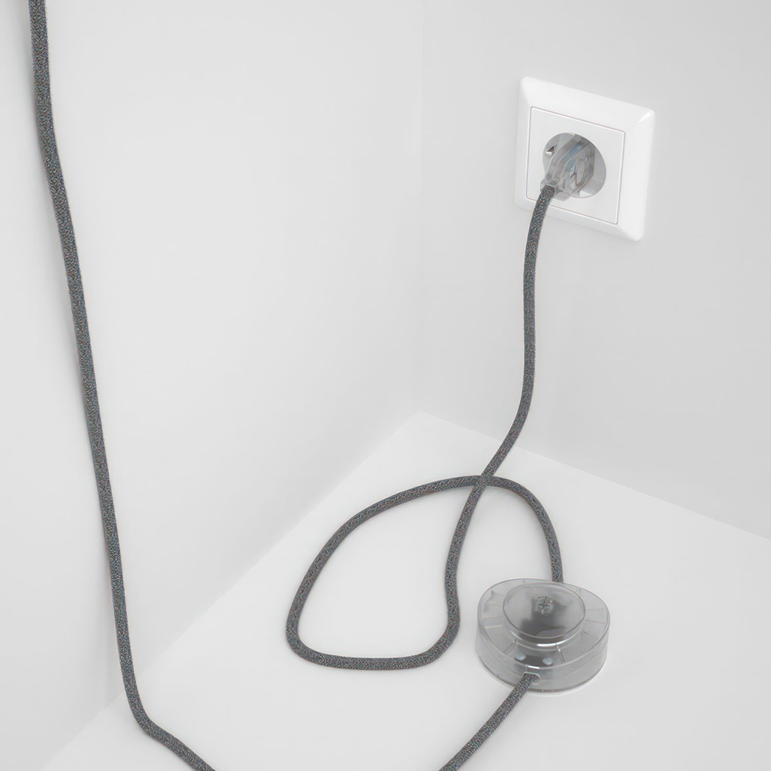 Wiring Pedestal, RN02 Grey Natural Linen 3 m. Choose the colour of the switch and plug.