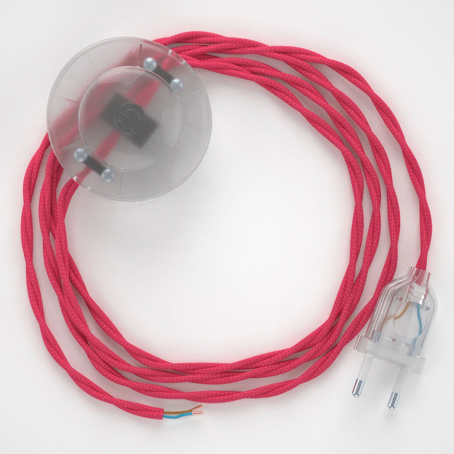Cableado para lámpara de pie, cable TM08 Efecto Seda Fuchsia 3 m. Elige tu el color de la clavija y del interruptor!