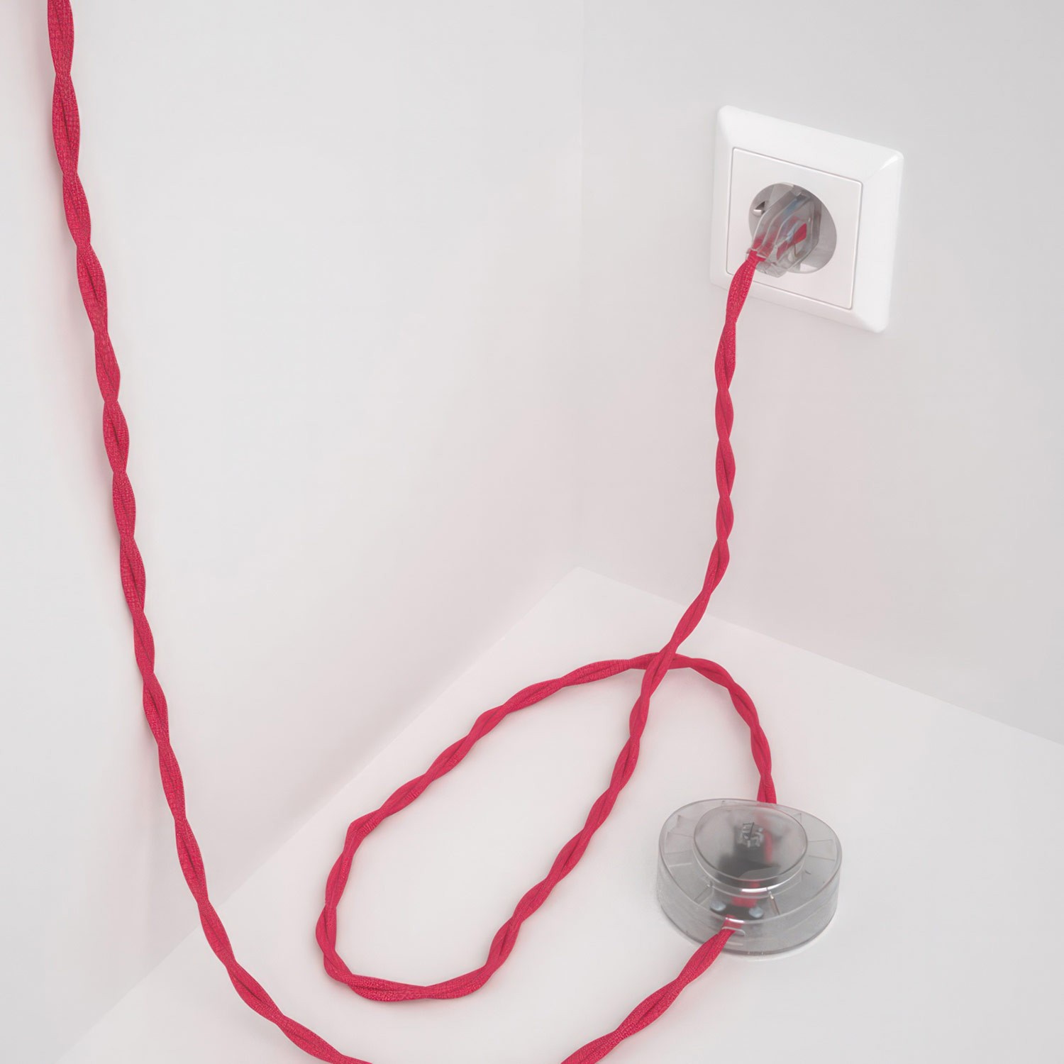 Cableado para lámpara de pie, cable TM08 Efecto Seda Fuchsia 3 m. Elige tu el color de la clavija y del interruptor!