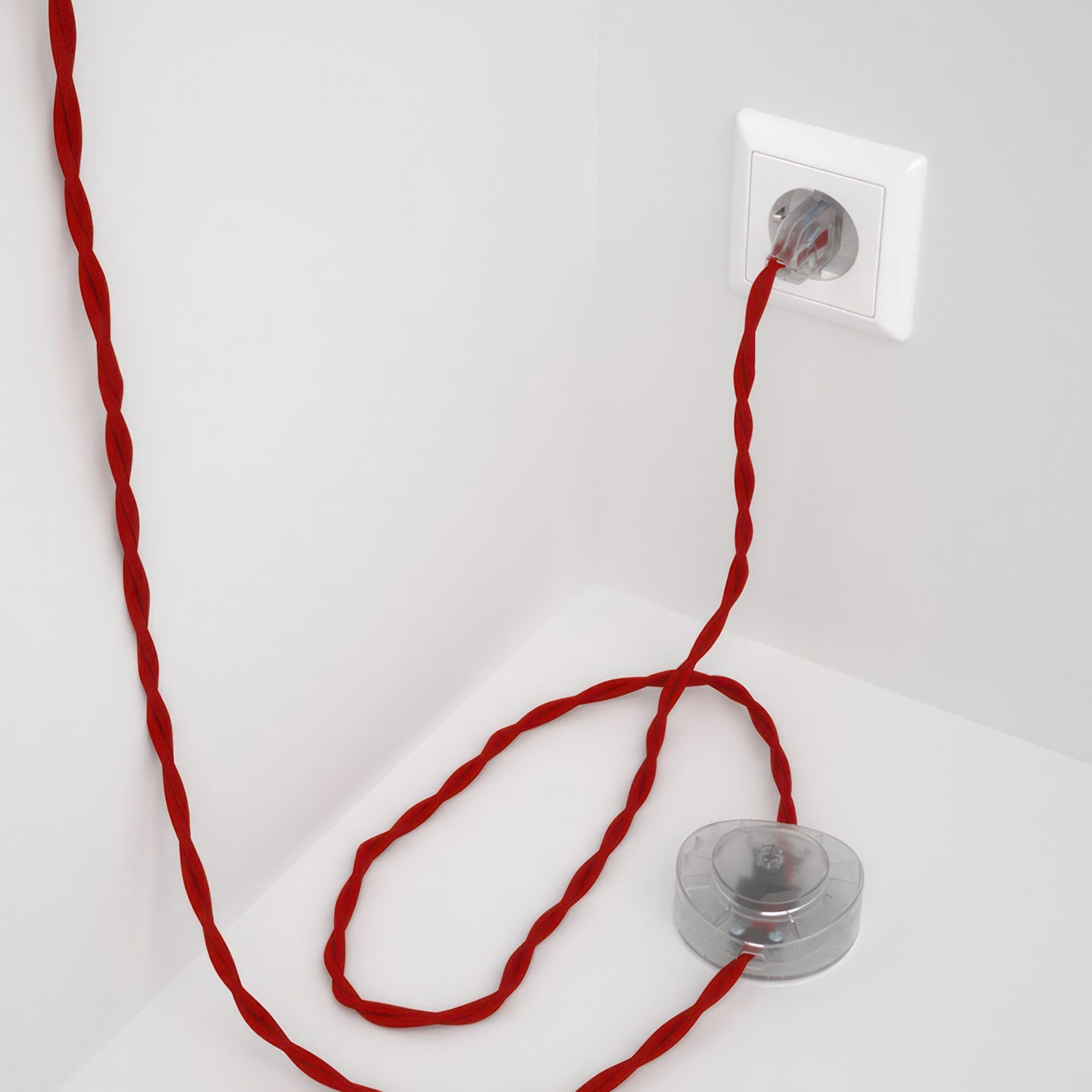 Cableado para lámpara de pie, cable TM09 Efecto Seda Rojo 3 m. Elige tu el color de la clavija y del interruptor!