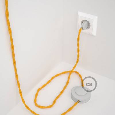 Cableado para lámpara de pie, cable TM10 Efecto Seda Amarillo 3 m. Elige tu el color de la clavija y del interruptor!