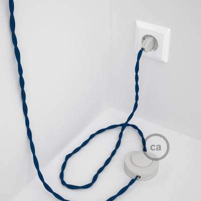 Cableado para lámpara de pie, cable TM12 Efecto Seda Azul 3 m. Elige tu el color de la clavija y del interruptor!