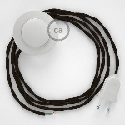 Cableado para lámpara de pie, cable TM13 Efecto Seda Marrón 3 m. Elige tu el color de la clavija y del interruptor!