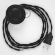 Cableado para lámpara de pie, cable TM04 Efecto Seda Negro 3 m. Elige tu el color de la clavija y del interruptor!