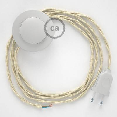 Cableado para lámpara de pie, cable TM00 Efecto Seda Marfil 3 m. Elige tu el color de la clavija y del interruptor!