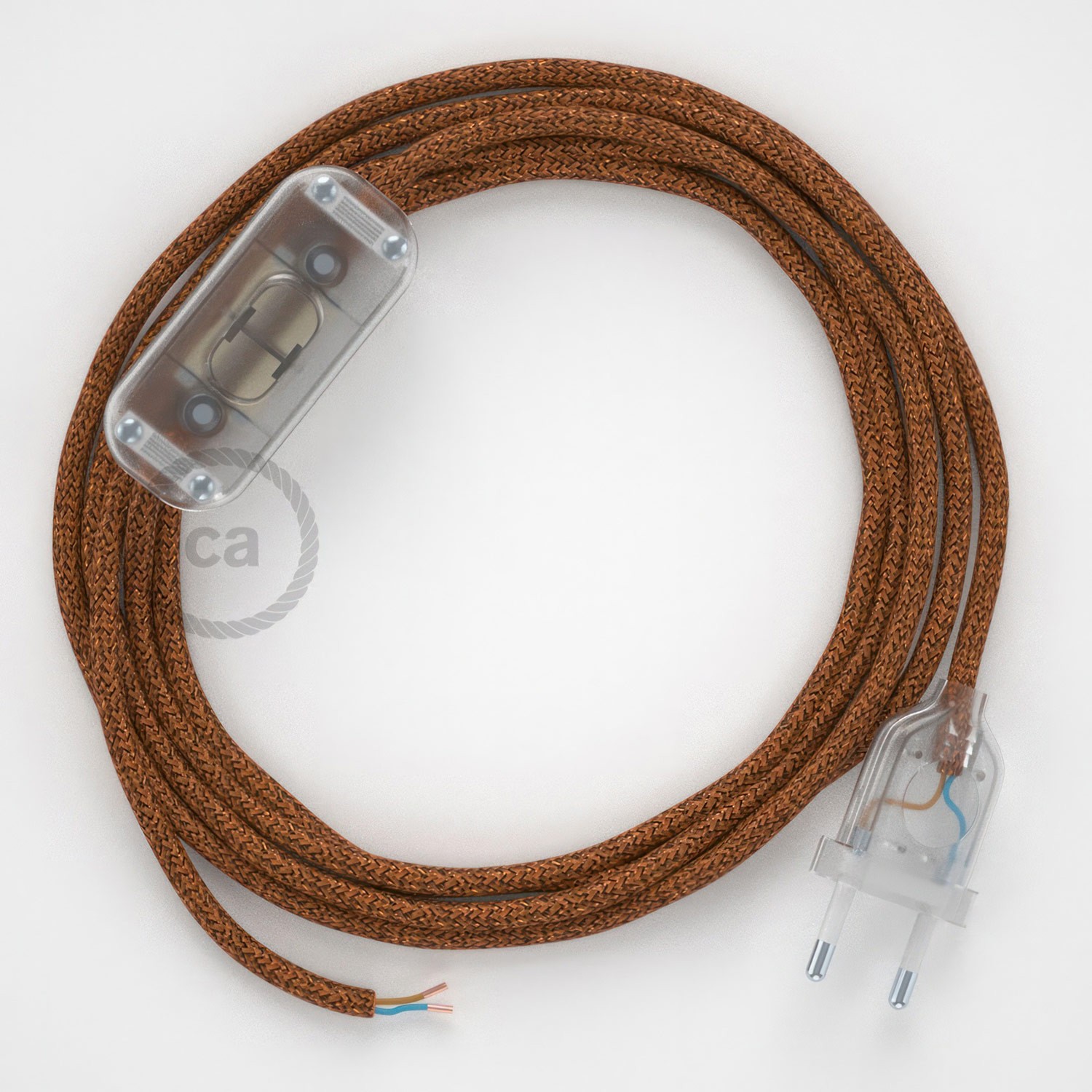 Cableado para lámpara, cable RL22 Efecto Seda Glitter Cobre 1,8m. Elige tu el color de la clavija y del interruptor!