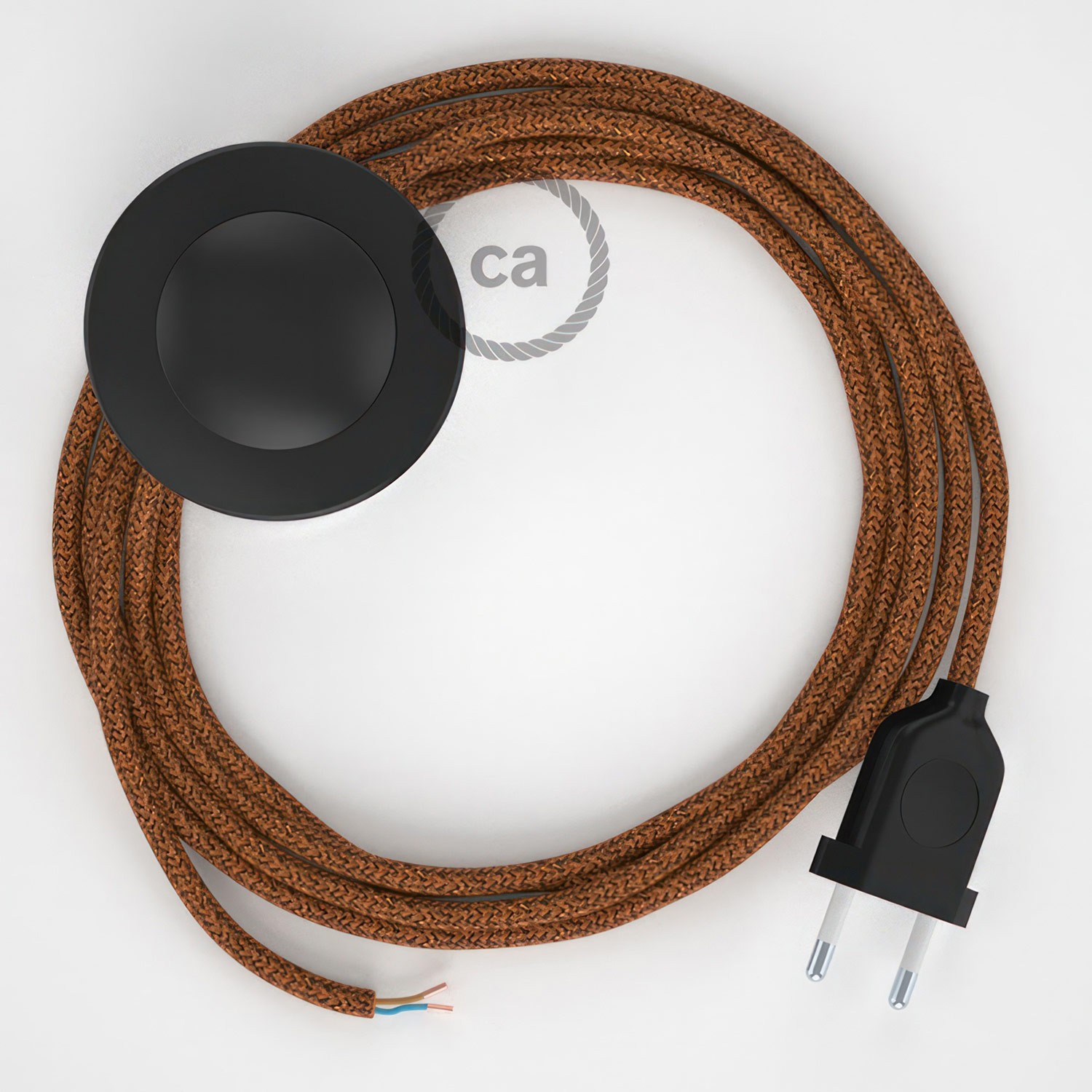 Cableado para lámpara de pie, cable RL22 Efecto Seda Glitter Cobre 3 m. Elige tu el color de la clavija y del interruptor!