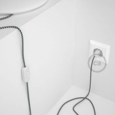 Cableado para lámpara, cable RP04 Efecto Seda Bicolor Blanco-Negro 1,8m. Elige tu el color de la clavija y del interruptor!